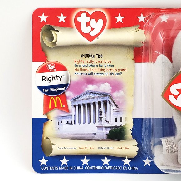 Ty Teenie Beanie Babies “Righty the Elephant” McDonalds Collectible – NEW - Picture 2 of 5